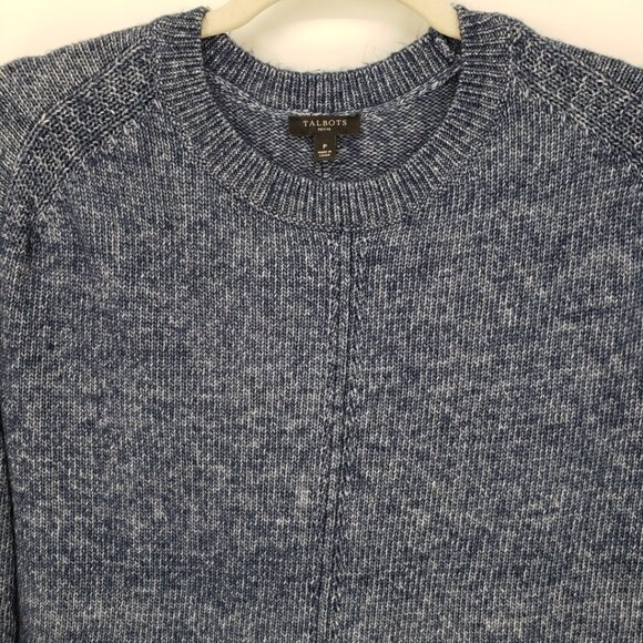 Talbots Marled Crew Neck Sweater XSP Cotton Blend Pullover Navy Blue - Picture 6 of 9